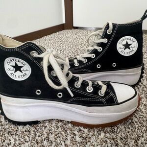 Converse Run Star Hike High Top Platform Lug Sneakers Black Canvas Women’s 7.5